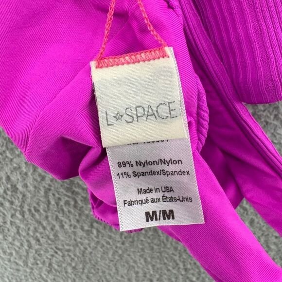 L*Space Pointelle Rib Lee Lee Bikini Top Bright Fuchsia Size Medium - Picture 9 of 11